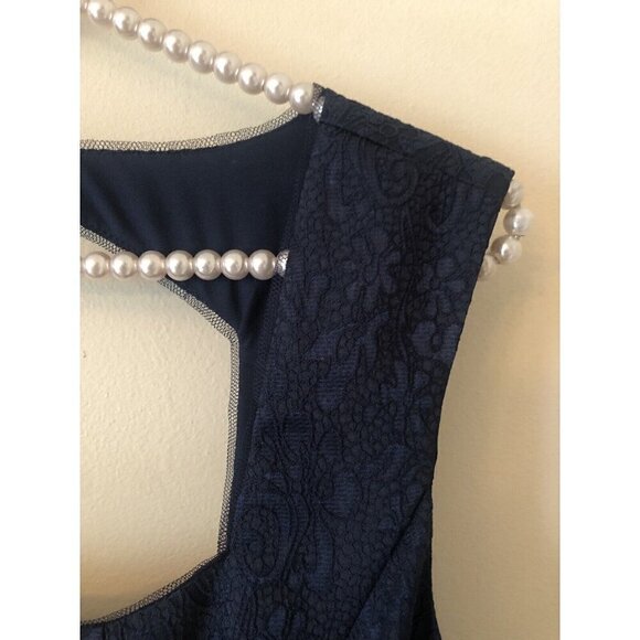 NWT BCBG Paris Womens Size 6 Sally Dress Navy Blue Lace Cutout Fit & Flare - Picture 3 of 8